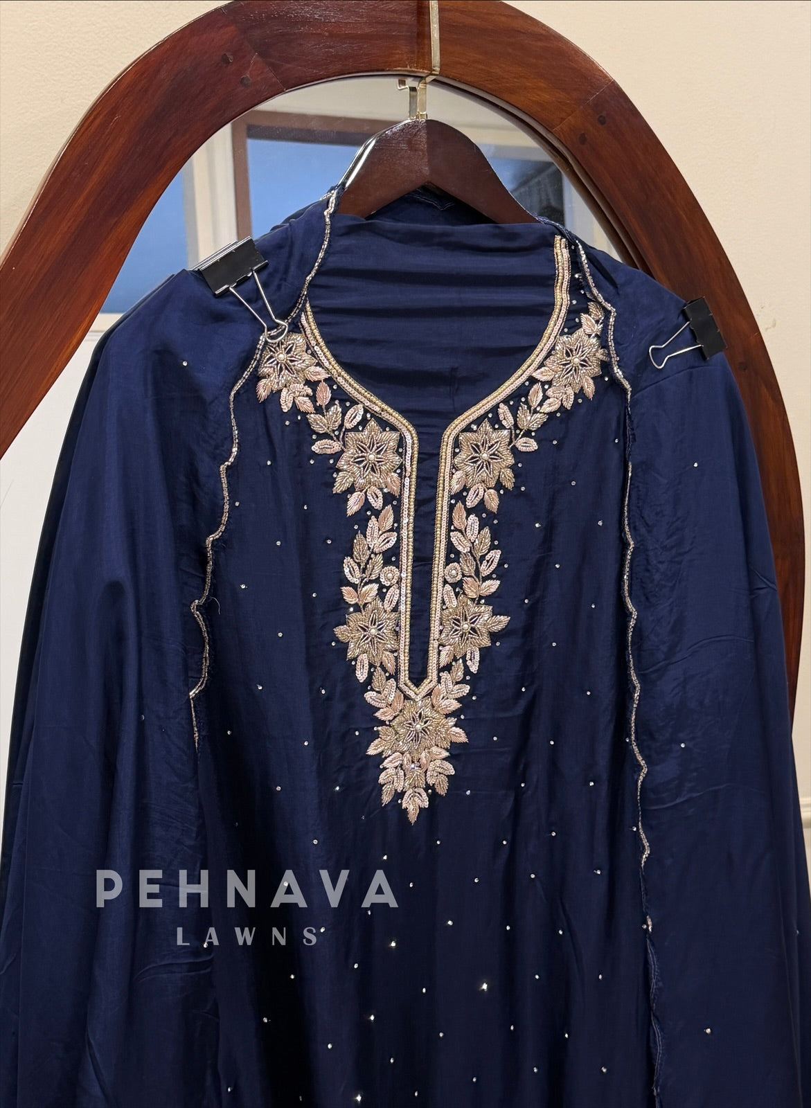 Premium Crepe Handworked Unstitched Suit H 5190