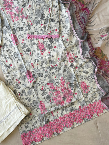 Floral Embroidered Lawn Suit-4004