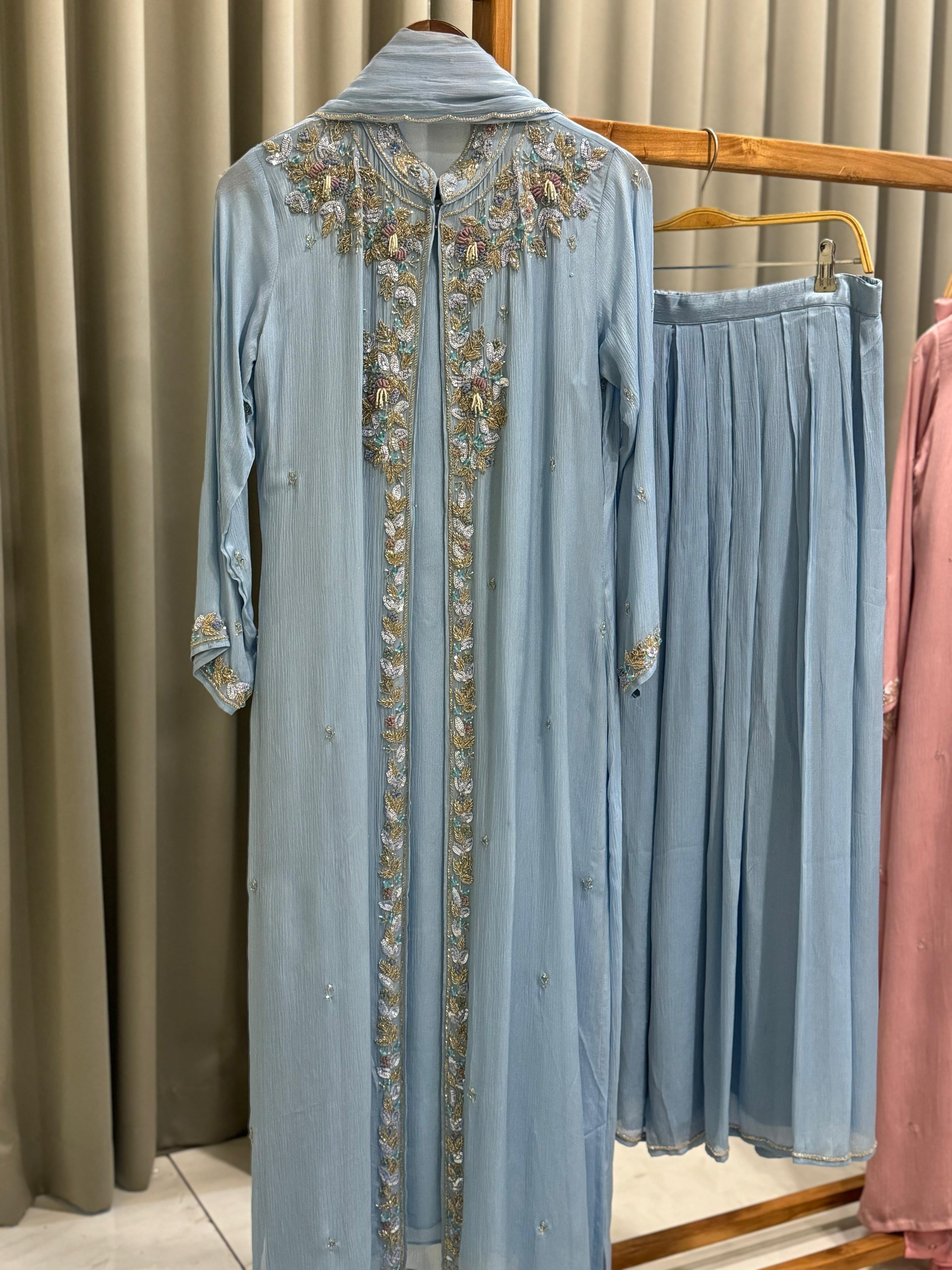 Premium Floral Handworked Jacket Dress