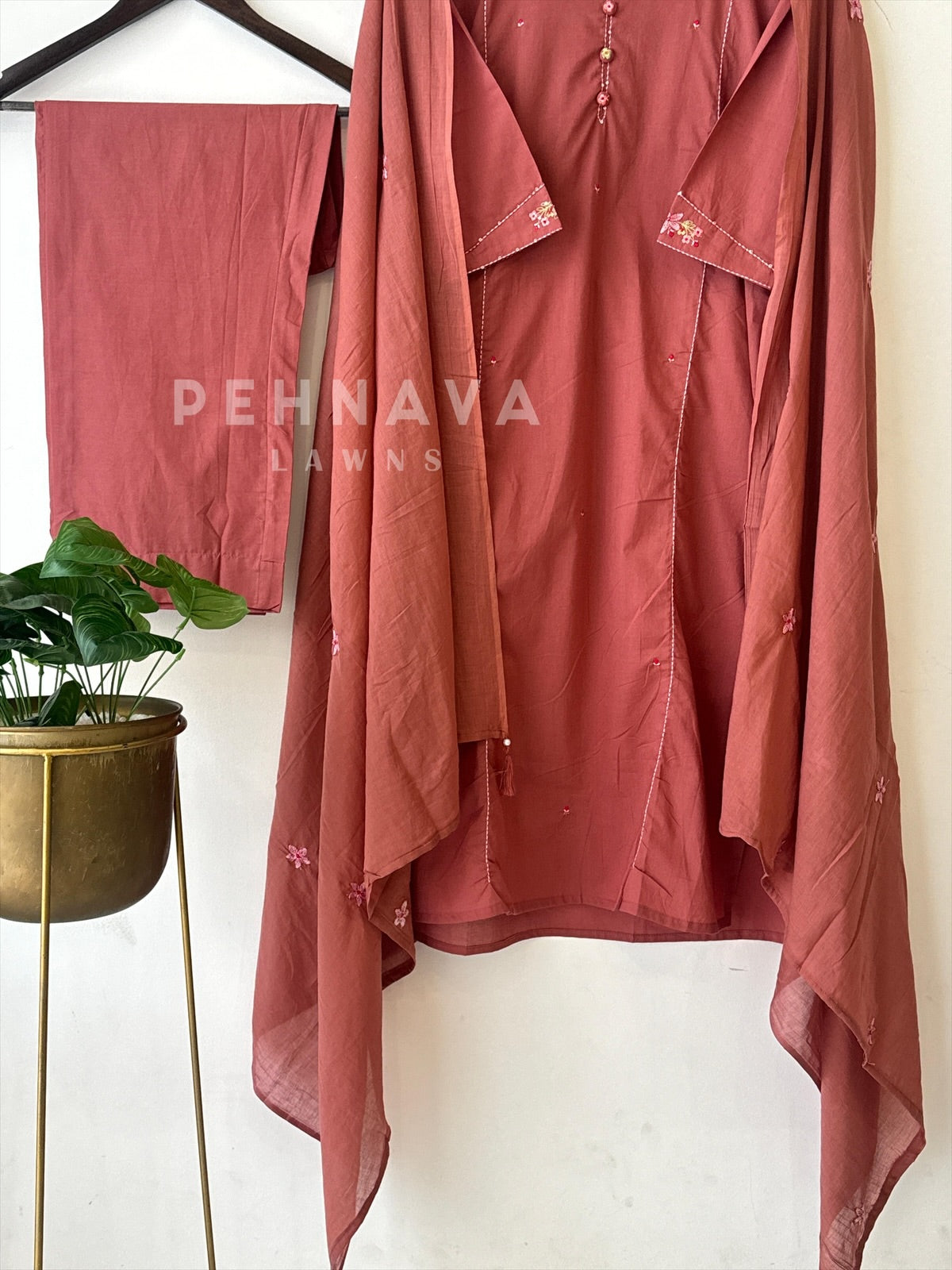 Embroidered Cotton Casual Suit-3028 - Pehnava Lawns