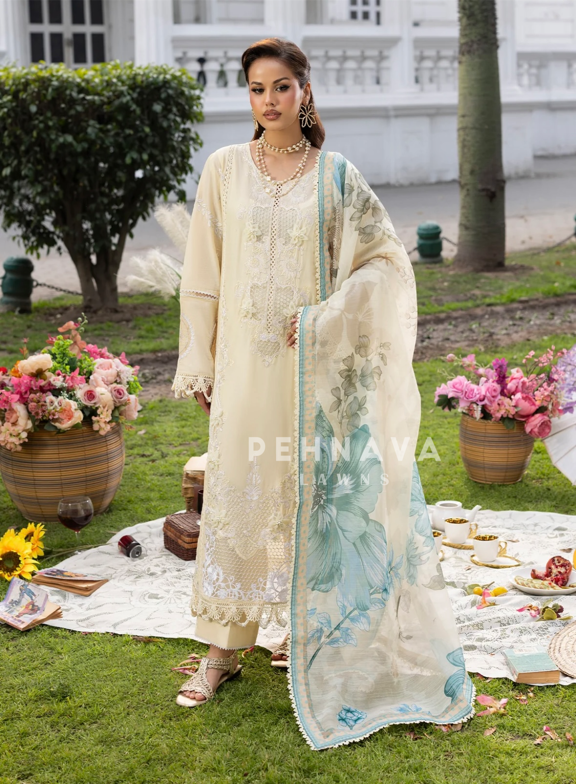 Zarqun Premium Cotton Embroidered Ensemble