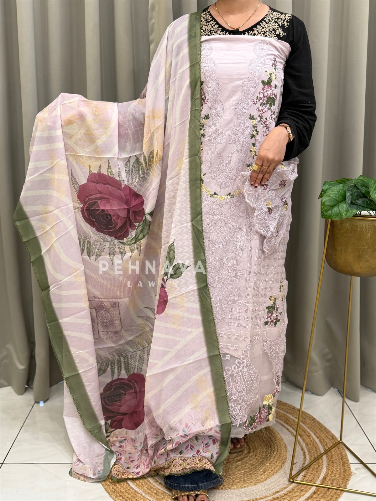 Embroidered Semi Stitched Suit
-3907