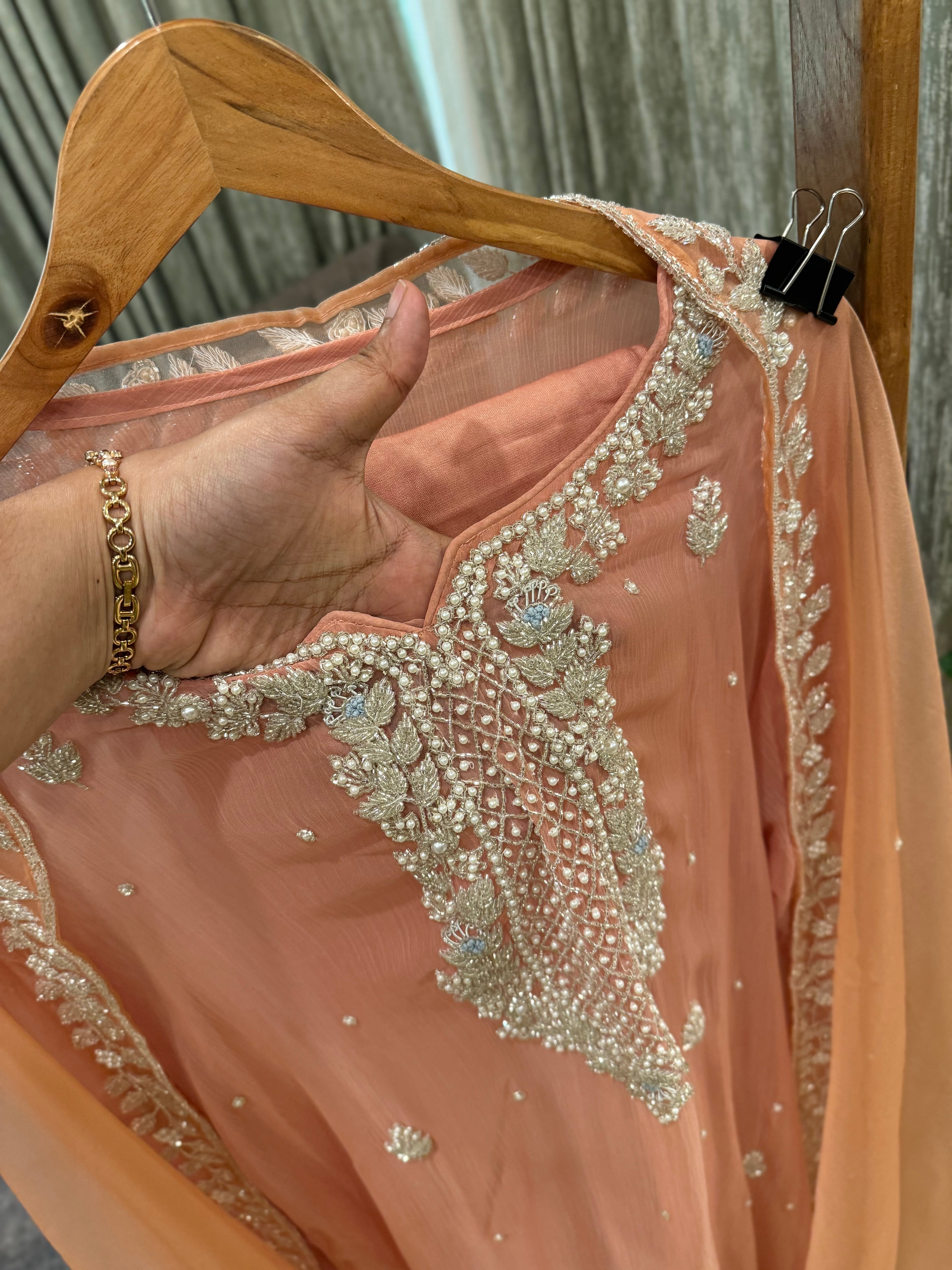 Premium chiffon handwork semi-stitched suit-1078N