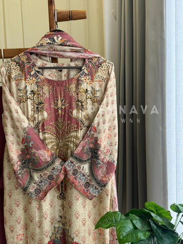 Printed Muslin Suit Set-306