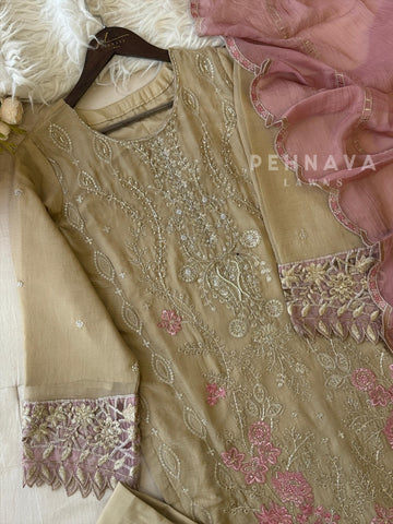 Floral Embroidered Chiffon Suit 6454 - Pehnava Lawns