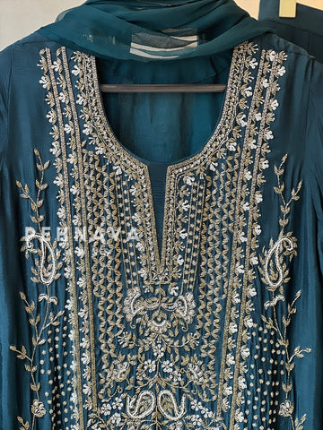 Heavily Handworked Sharara with Pure Chiffon Dupata