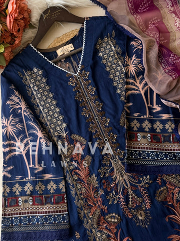 Cotton Embroidered suit 3374