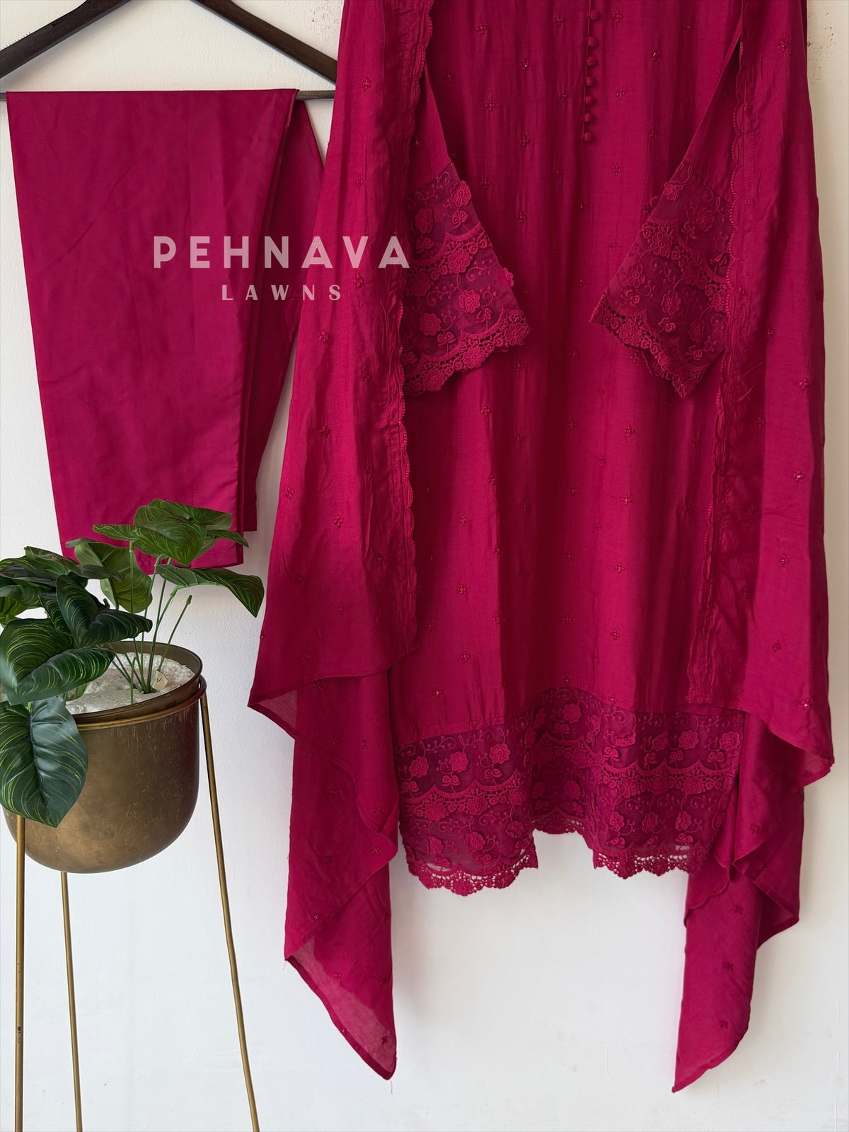 Lace‑Trimmed Embroidered Ensemble