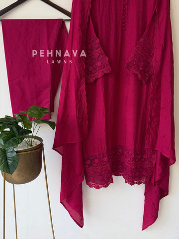 Lace‑Trimmed Embroidered Ensemble