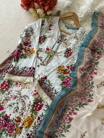 Embroidered Flower Charm Pak-Suit 1359