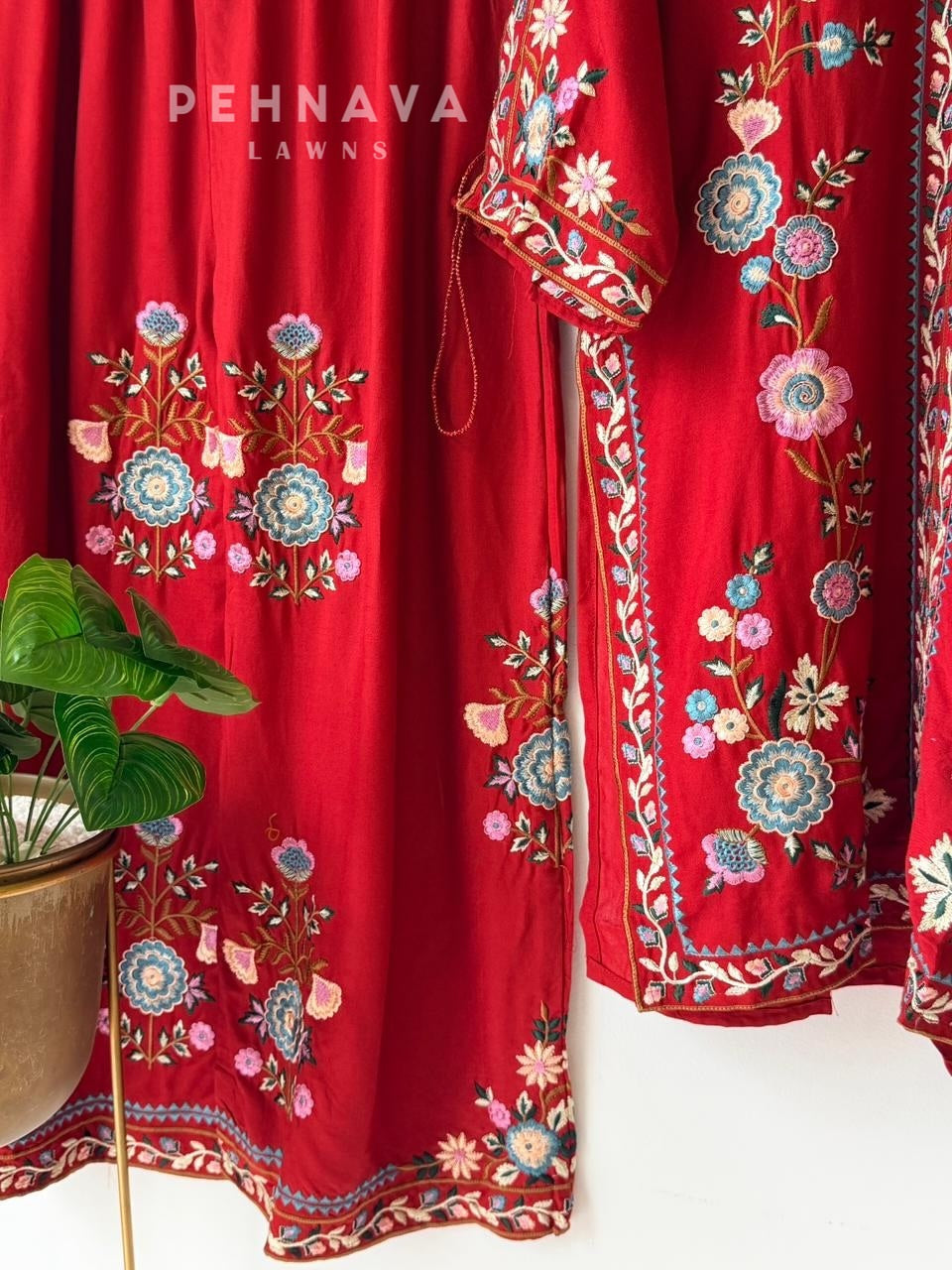 Floral Embroidered Three Piece Suit