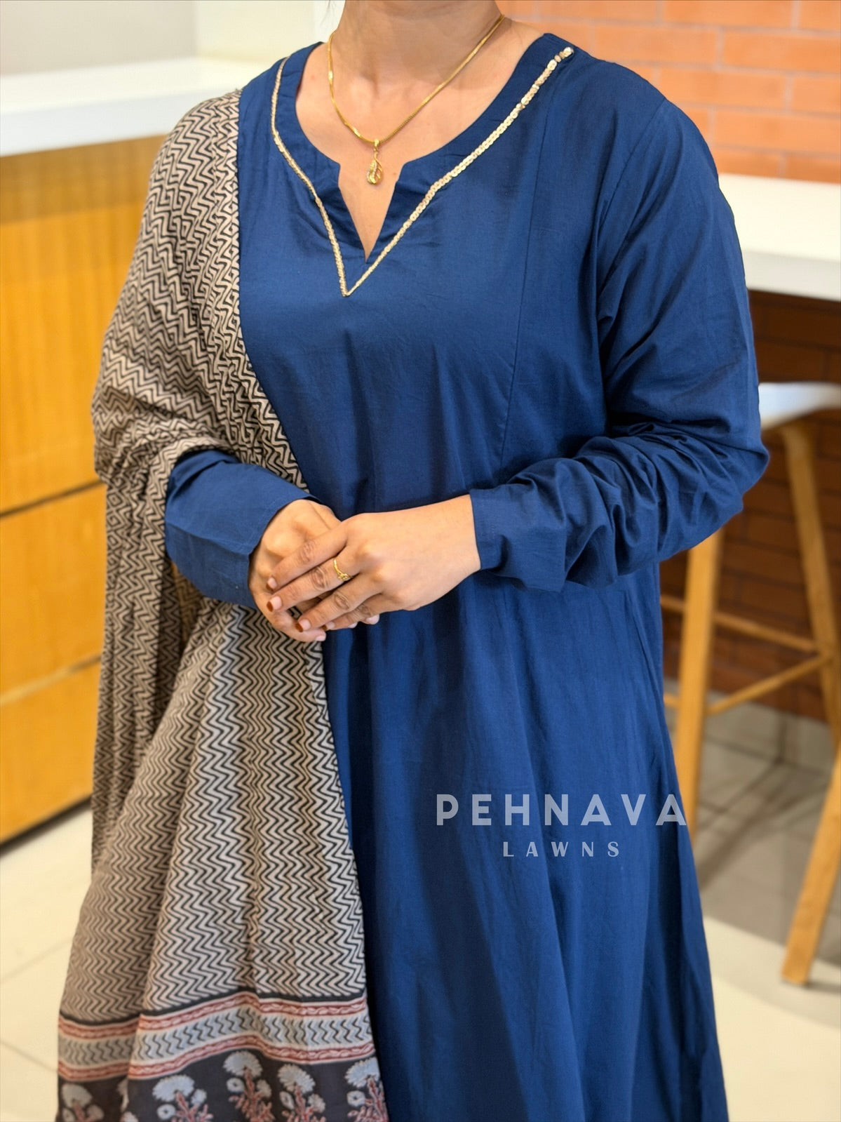 Cotton Suit With Printed Dupatta