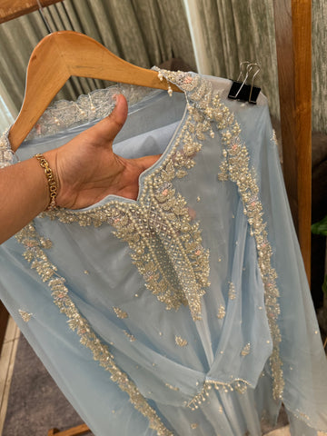 Premium chiffon handwork semi-stitched suit-1078N