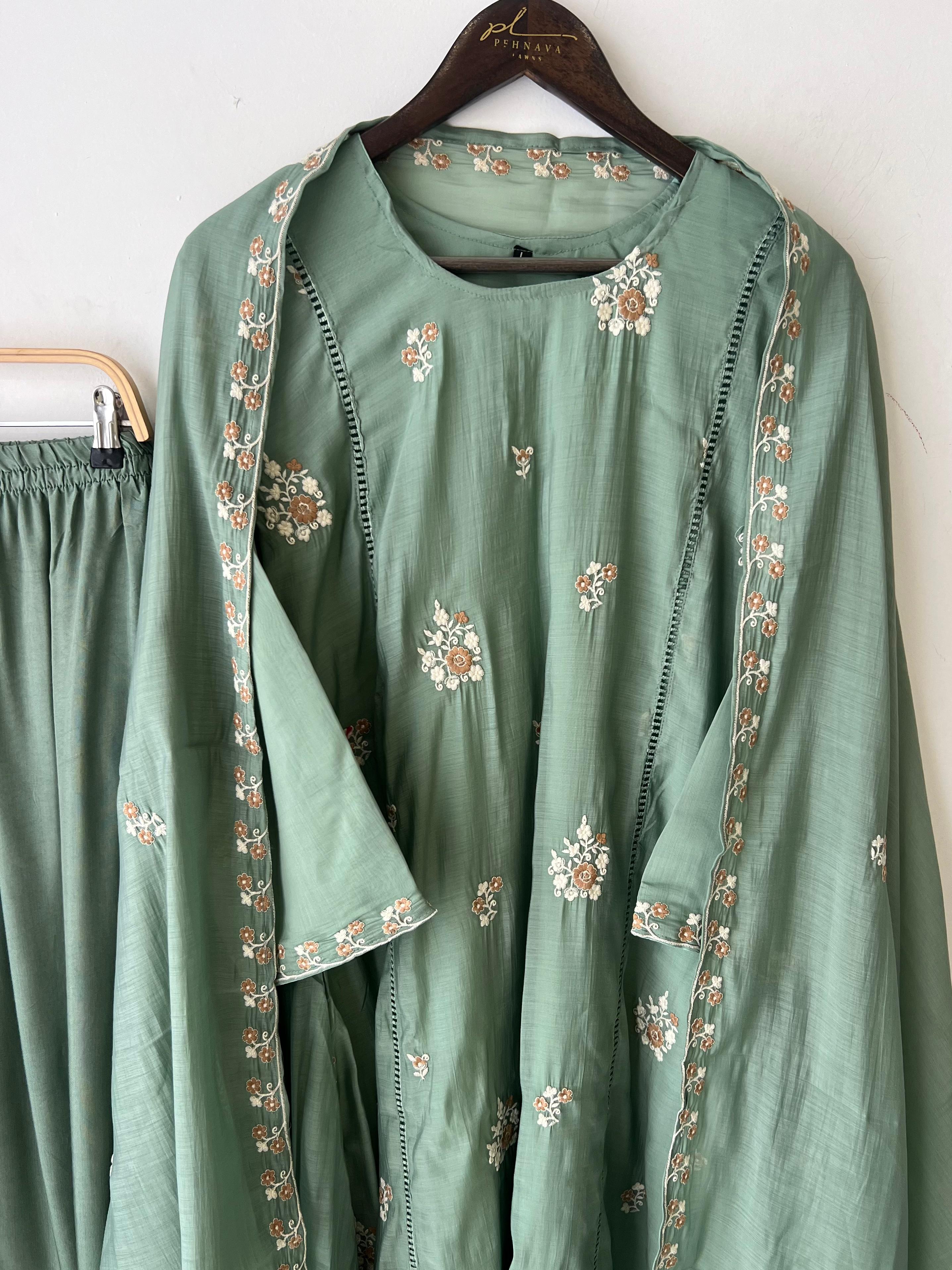Floral Chanderi Ethnic Suit-3482 - Pehnava Lawns
