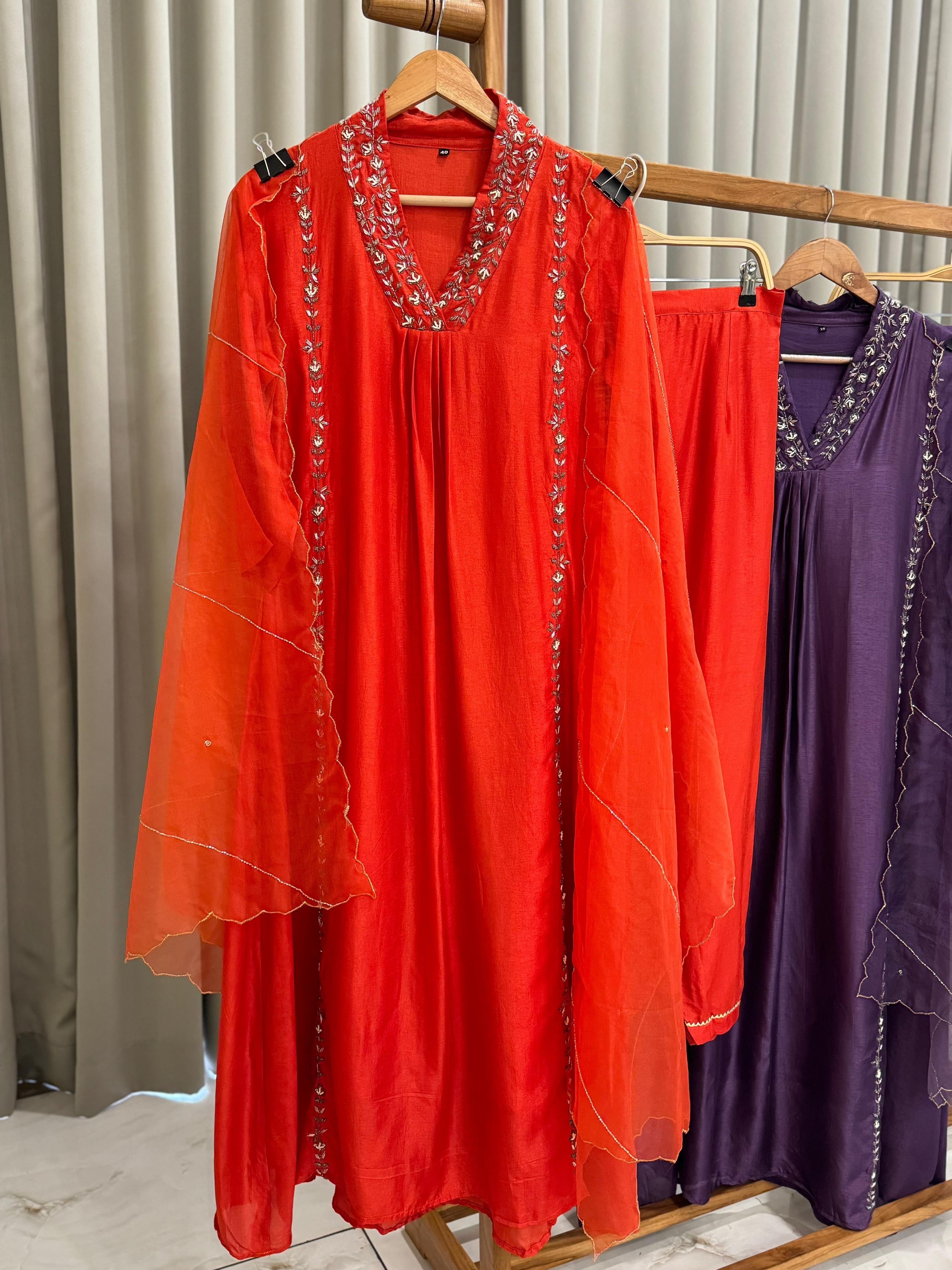 Dola silk  pleated A-line Anarkali suit