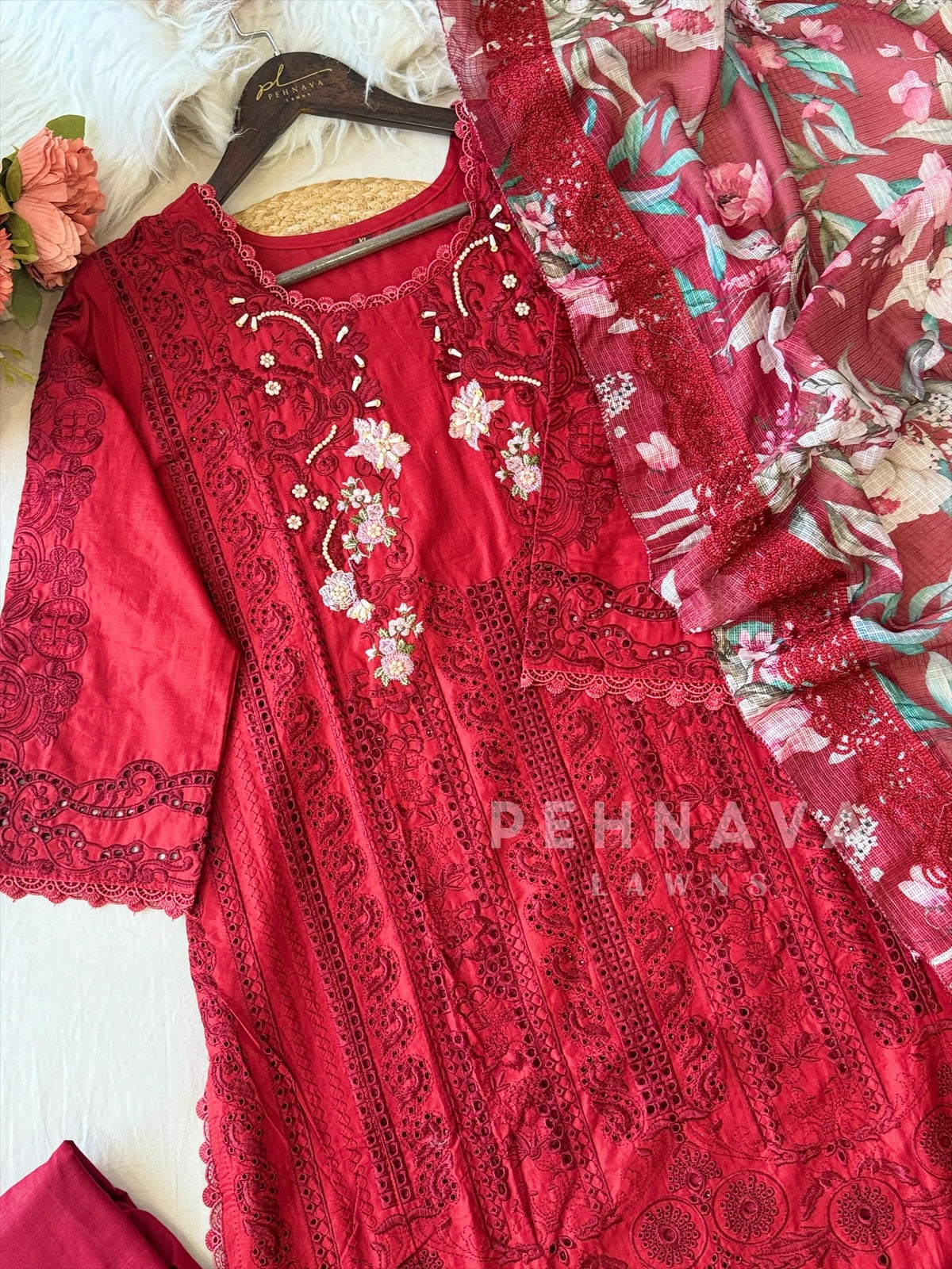 Cotton Lace Detail Suit 1263 - Pehnava Lawns