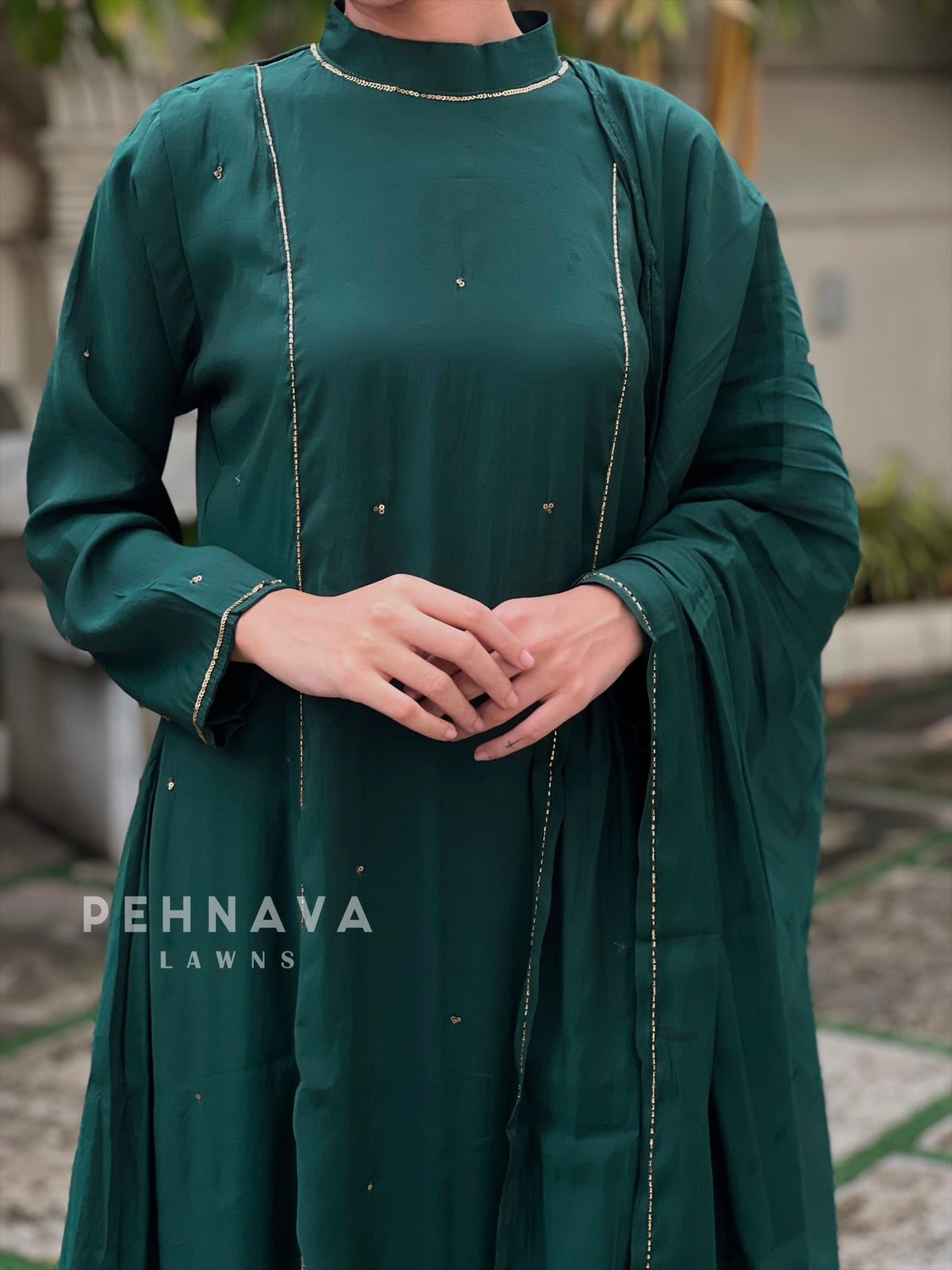 Handworked panel Anarkali Ensemble H-183