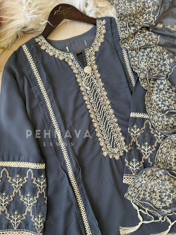 Embroidered Chiffon Suit Set