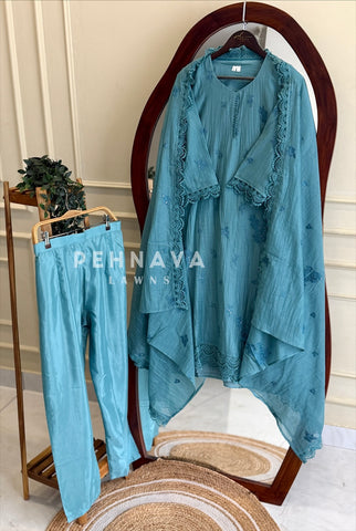 Embroidered Lace-Trimmed Suit Set