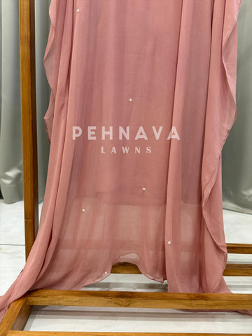 Handworked Multishade Floral Pearl Kaftan