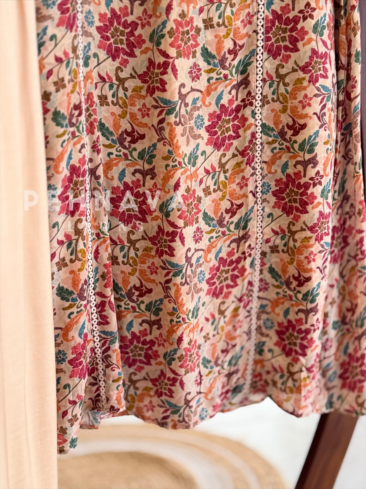 Floral Print Suit with Lace