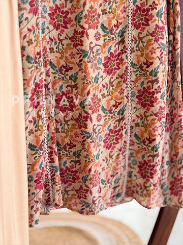 Floral Print Suit with Lace
