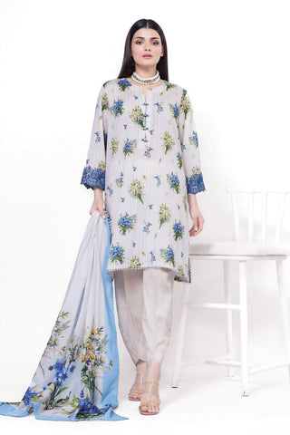 Khaadi Unstitched embroidered Lawn suit-0107