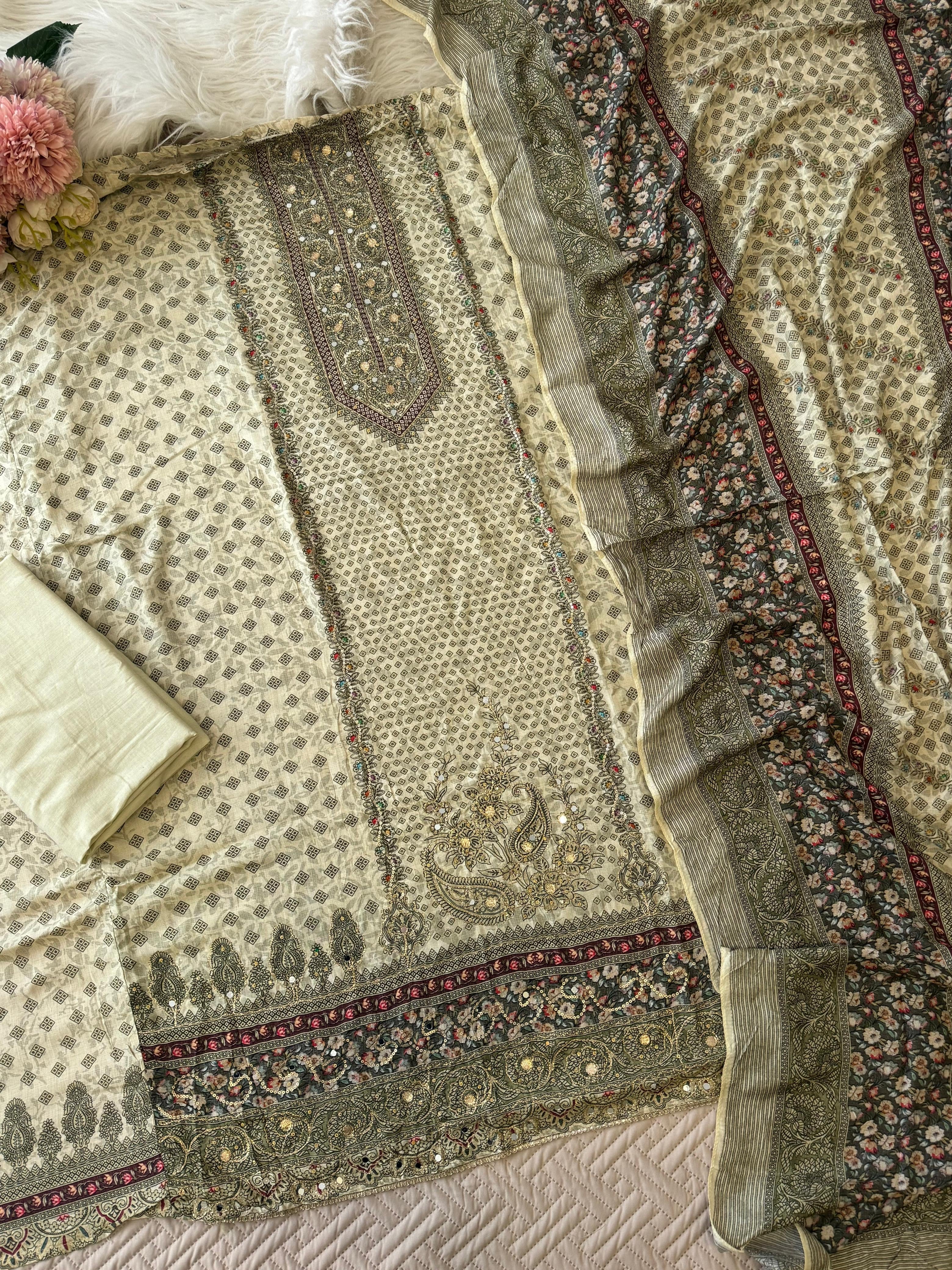 Premium viscous muslin suit-243