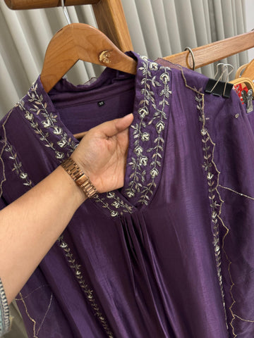 Dola silk  pleated A-line Anarkali suit