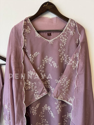 Elegant floral Embroidered  Suit-12818