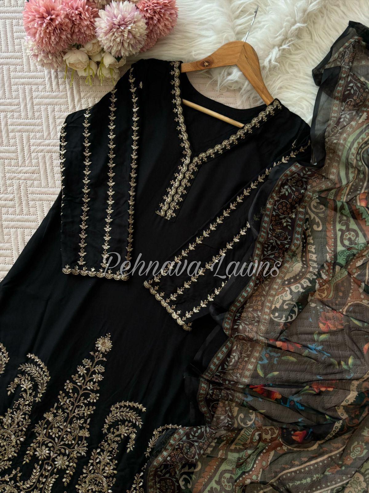 Semistitched Rayon Fully Embroidered Suit-3755