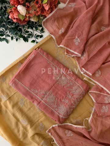 Cotacheck Embroidered Unstitched Suit-4147 - Pehnava Lawns