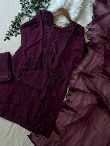 Designer Tunic Dress with embroidered organza Dupatta