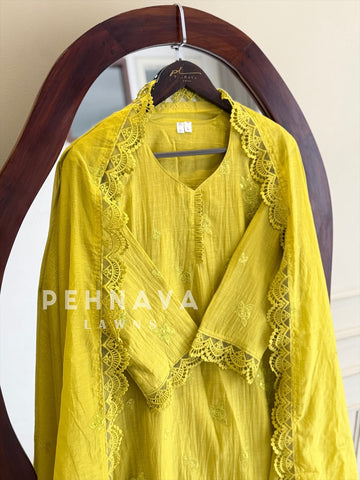 Embroidered Lace-Trimmed Suit Set