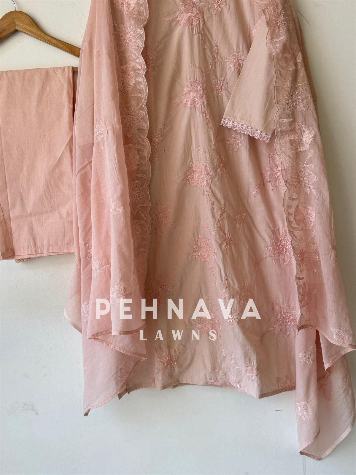 Blush Pink Embroidered Premium Cotton Suit Set