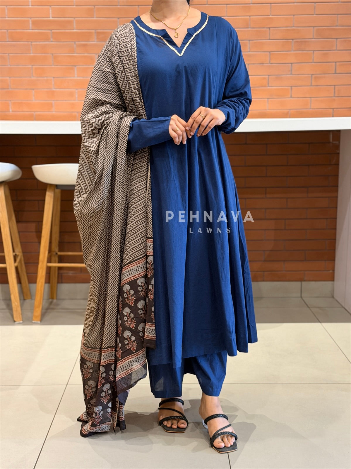 Cotton Suit With Printed Dupatta
