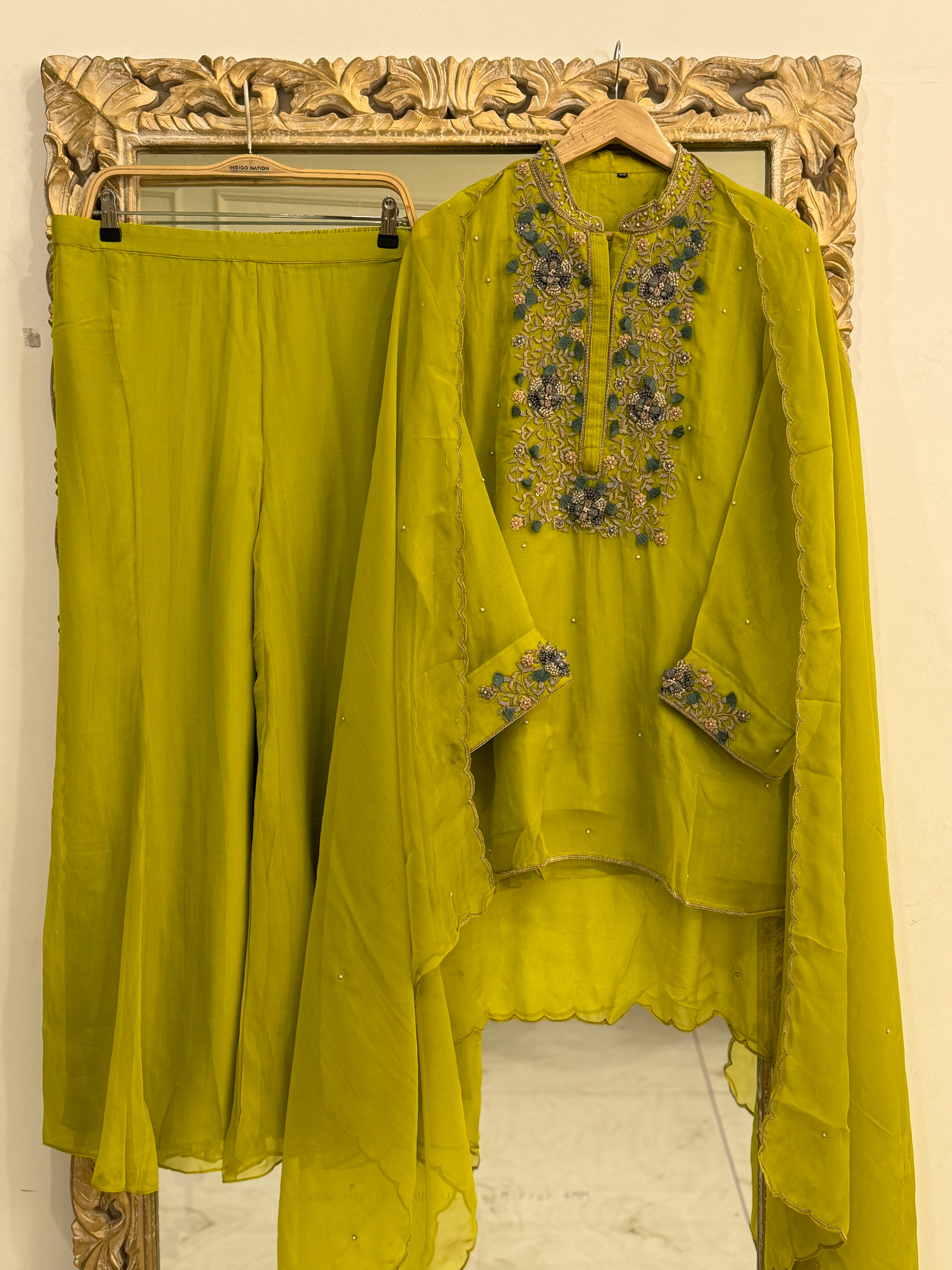 Indo western hand worked suit-green2170