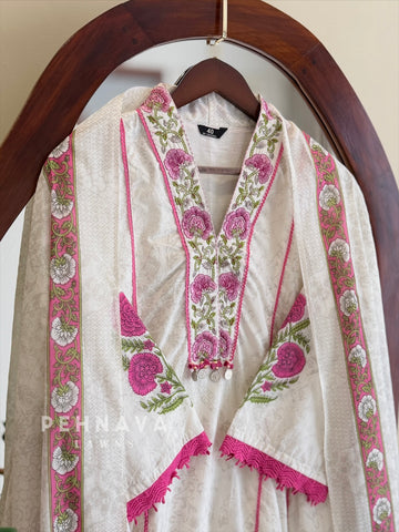 Printed Yoke Cotton Suit Set 4569