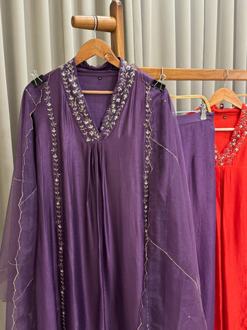 Dola silk  pleated A-line Anarkali suit