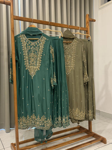 Heavily Handworked Sharara with Pure Chiffon Dupata-6789