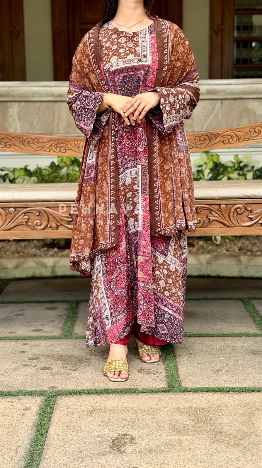 Printed Kaftan Three Piece Suit Set 5067