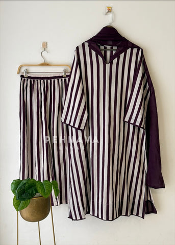 Striped Cotton Suit Set-6106