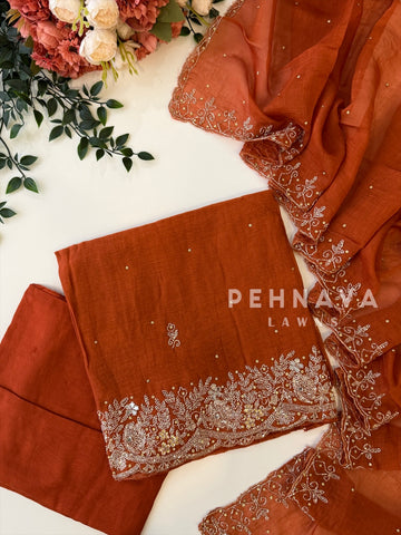 Chanderi Handworked Unstitched Suit-18566