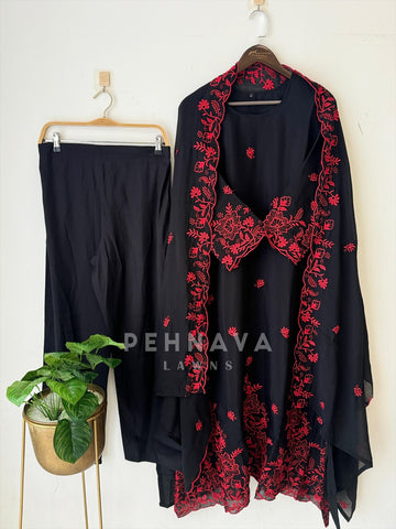 Chanderi Floral Threadwork Suit- 3013 - Pehnava Lawns