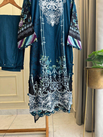 Navy Blue Printed Modern Pakistani Suit-7
