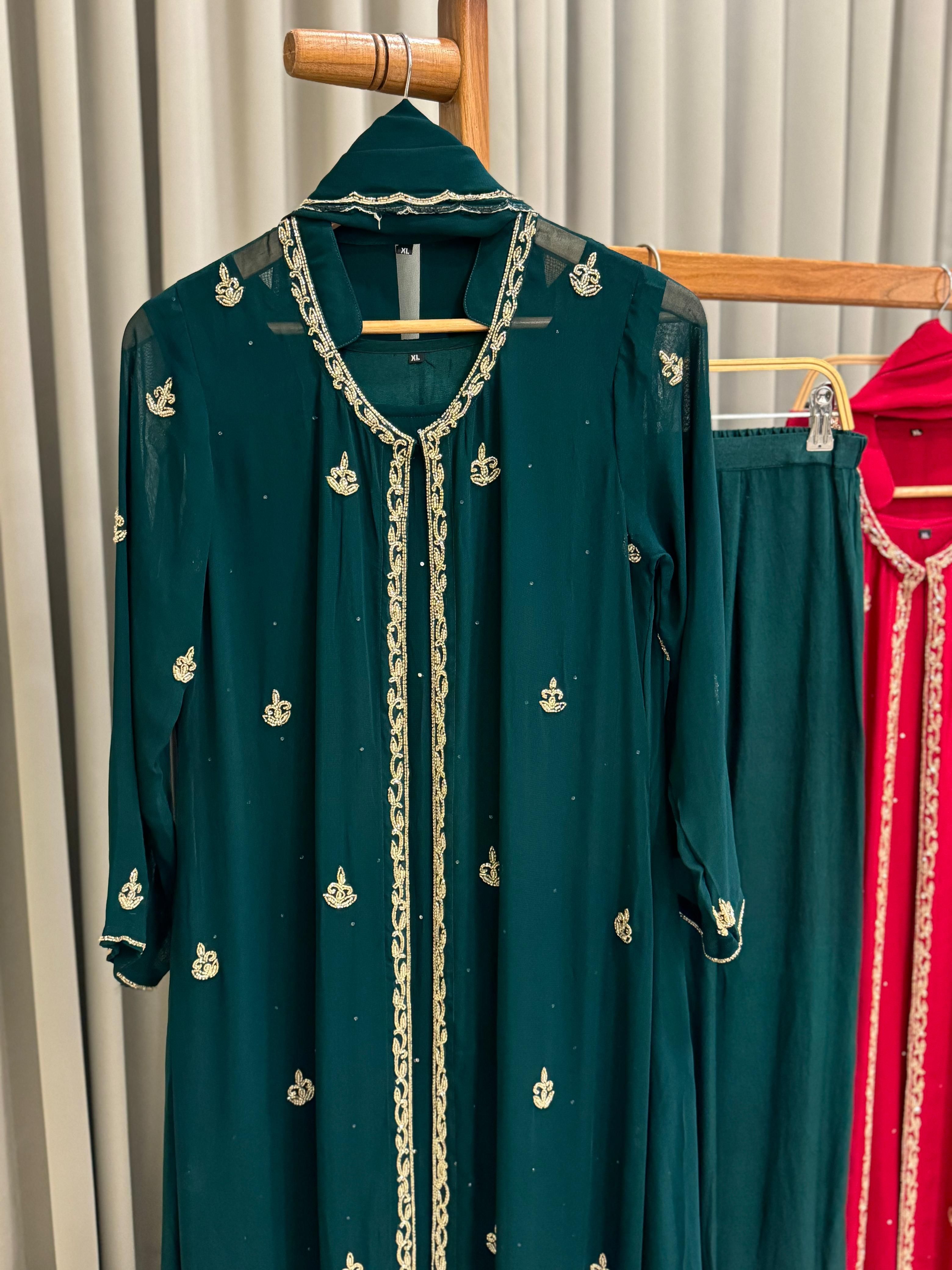 Premium Georgette handworked jacket style suit- 6792