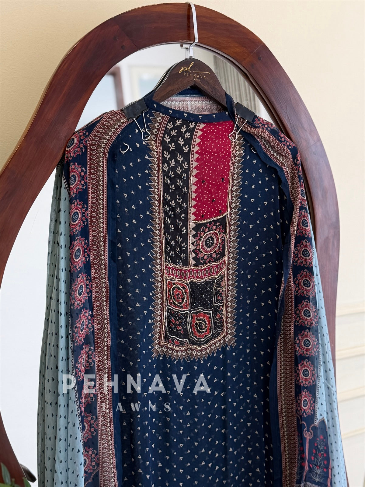 Ajrak Yoke Unstitched Suit