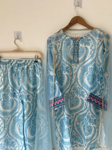 Blue&White Farshi Salwar Set