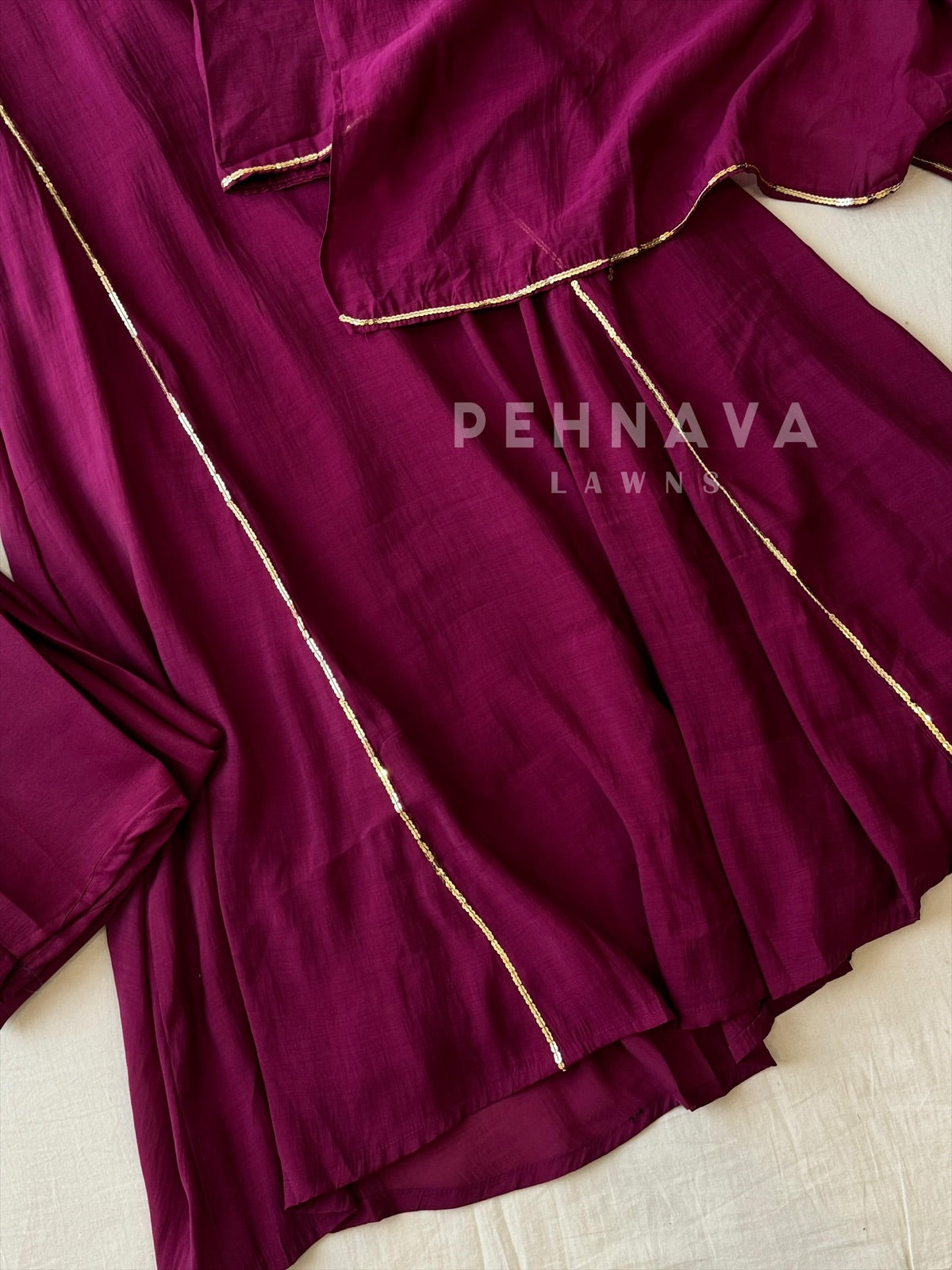 Panel Cut Full Flaired Anarkali-Magenta
