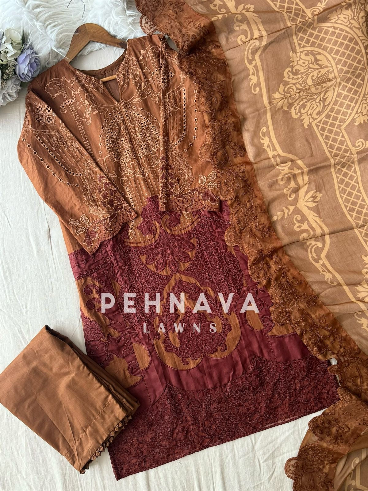 Multi Shaded Suit With Appliqué Design-1286A